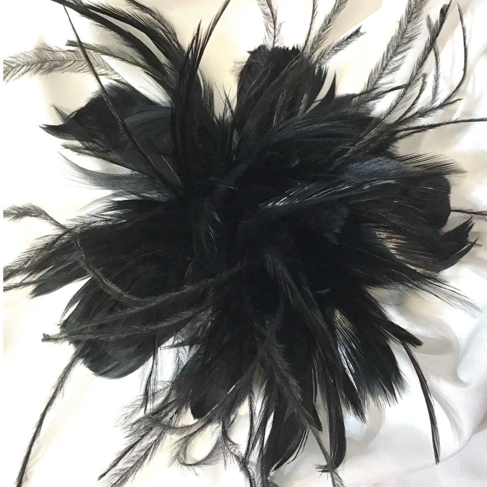 Black Feather Fascinator Hair Clip. Ostrich accent. Handmade in the USA.